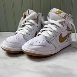 Nike White and Gold High-Top Sneakers